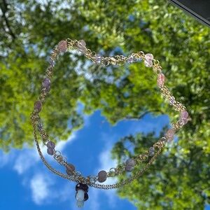 Mushroom charm beaded chain necklace